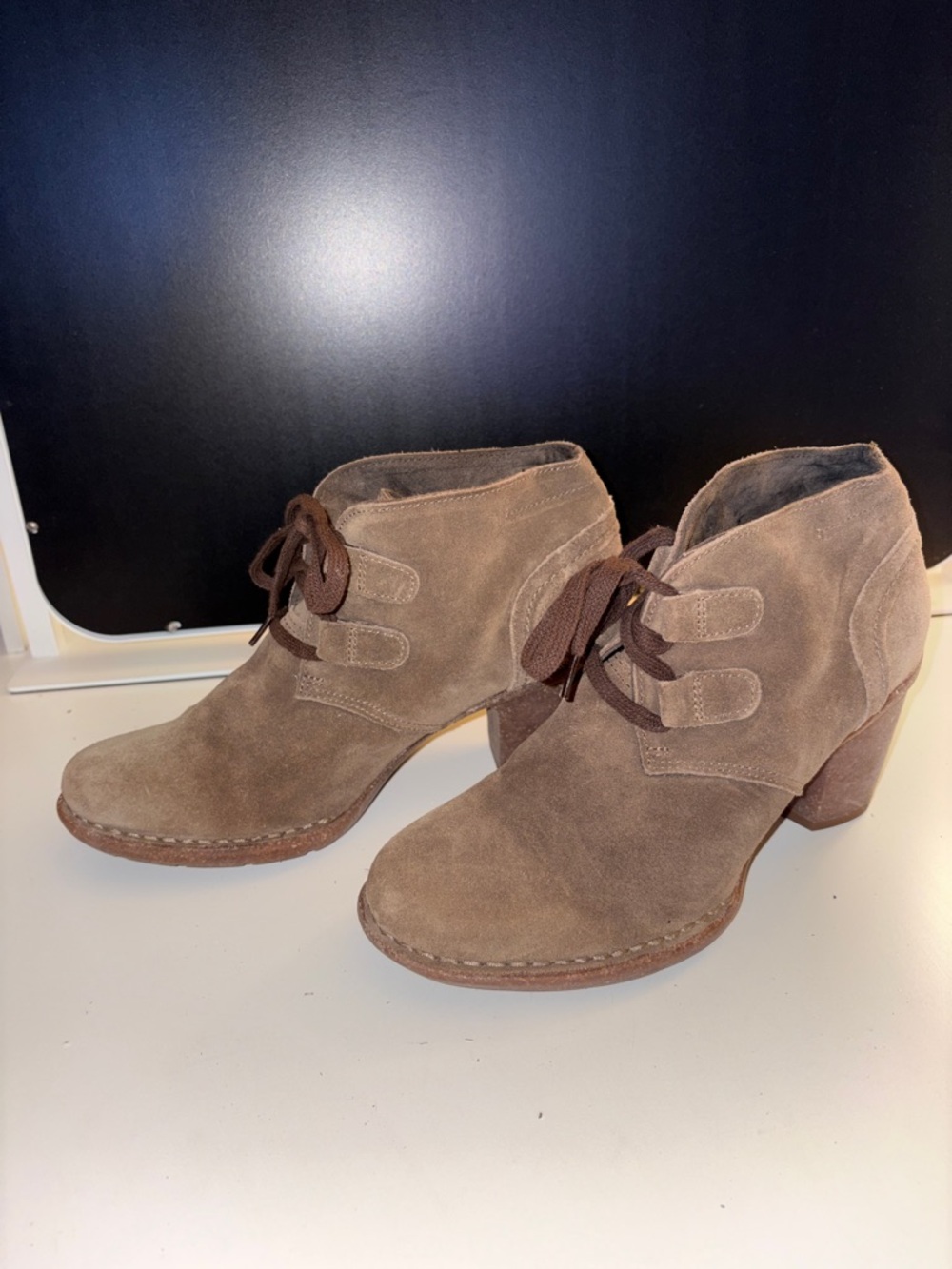 Clarks Brown Suede Lace-Up Ankle Booties